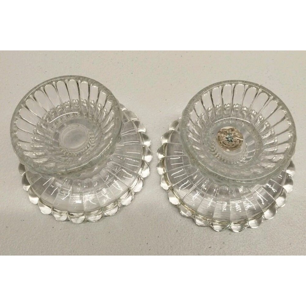 PartyLite Set 2 Clear Glass Pedestal Candle Holders Pillar Votive Taper Tealight - Picture 4 of 7